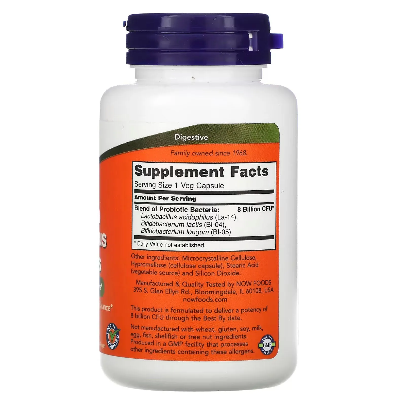 8 Billion Acidophilus and Bifidobacteria NOW Foods, 120 Capsules