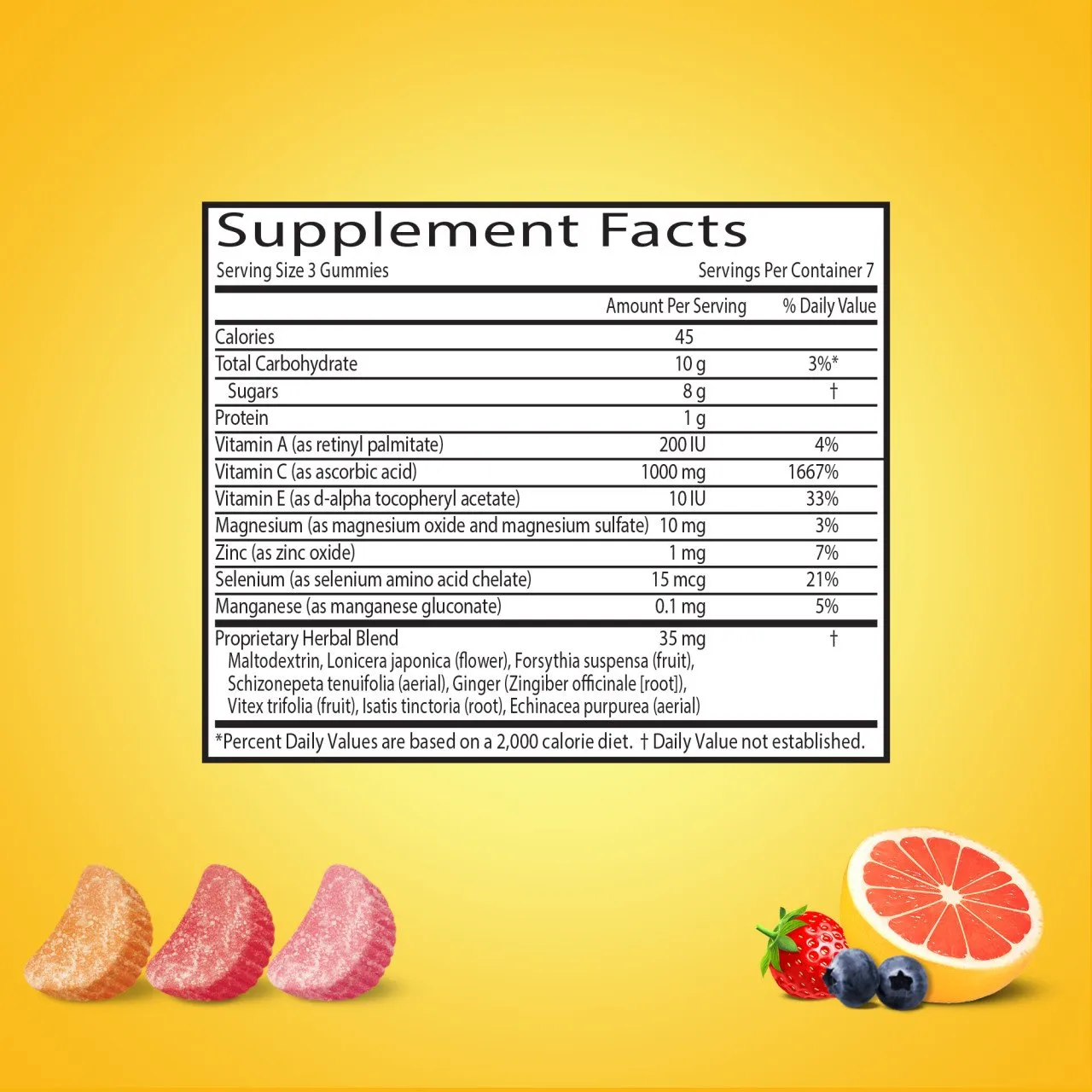 Airborne Assorted Fruit Flavored Gummies,1000mg of Vitamin C and Minerals & Herbs Immune Support 42 ct