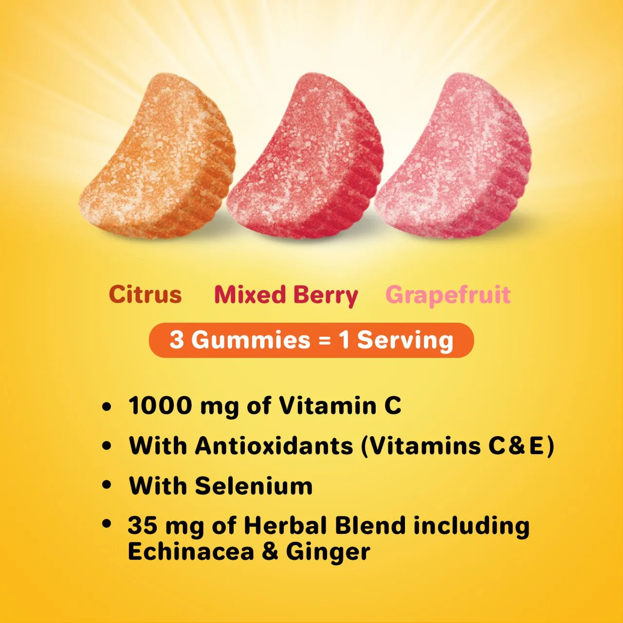 Airborne Assorted Fruit Flavored Gummies,1000mg of Vitamin C and Minerals & Herbs Immune Support 42 ct