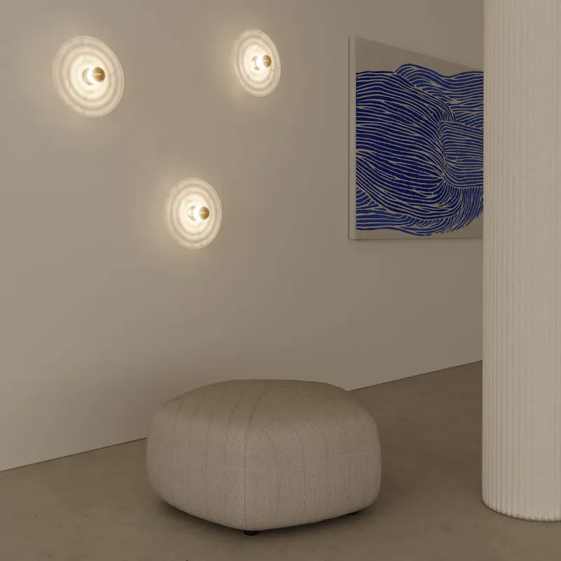Alabaster Rippled Plate Wall Light