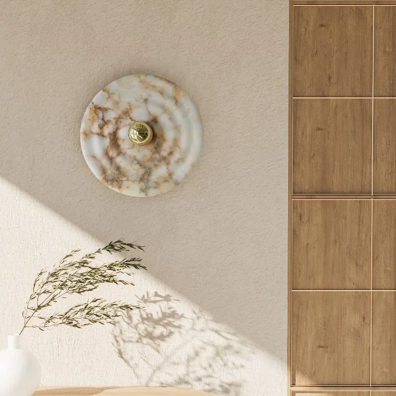 Alabaster Rippled Plate Wall Light