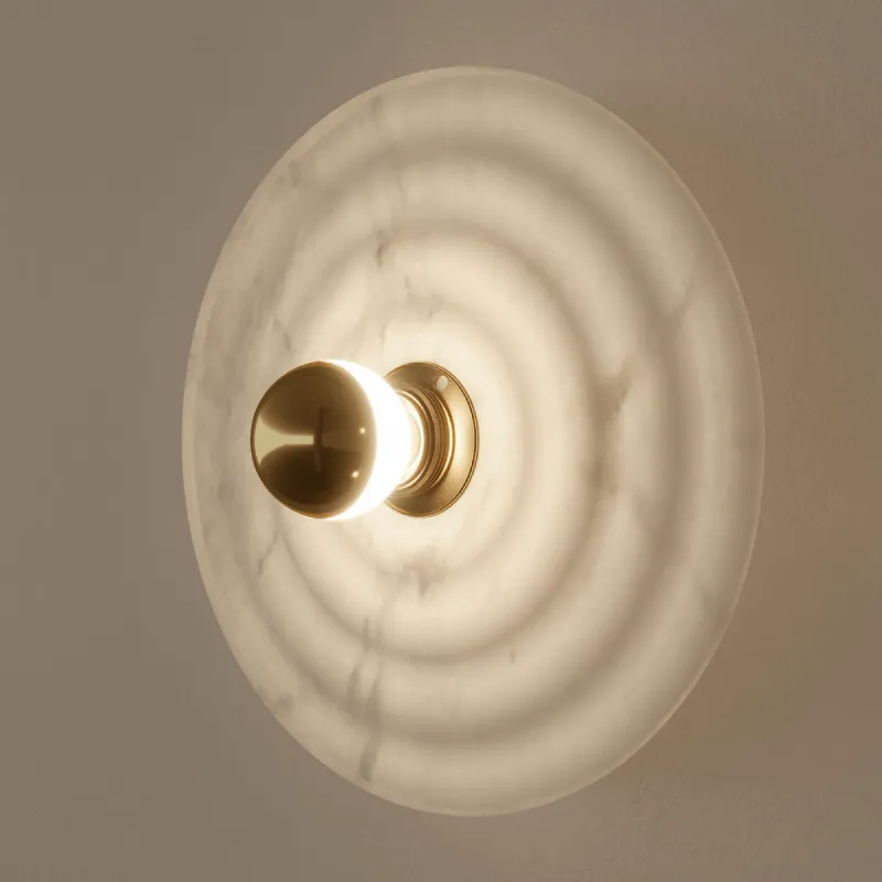 Alabaster Rippled Plate Wall Light