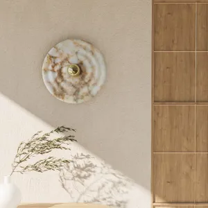 Alabaster Rippled Plate Wall Light