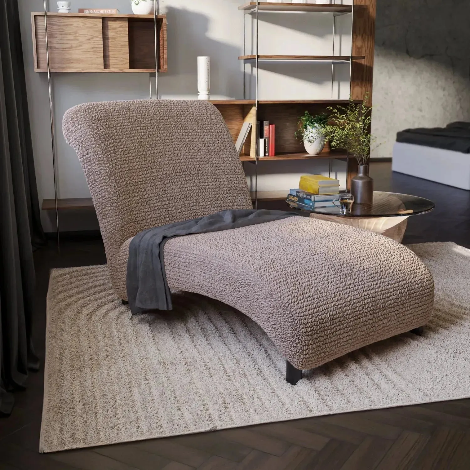 Armless Chaise Lounge Slipcover, Microfibra Collection