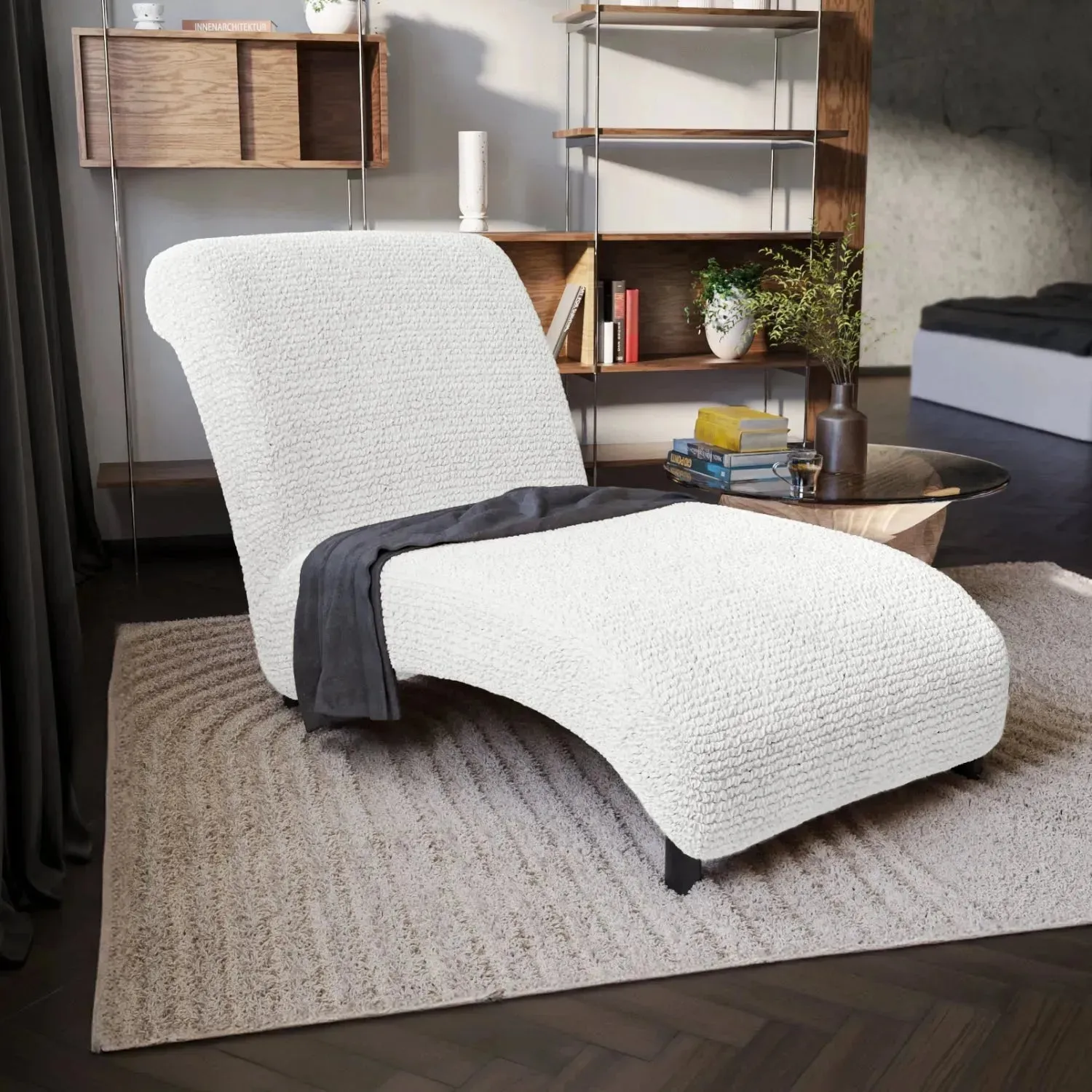 Armless Chaise Lounge Slipcover, Microfibra Collection