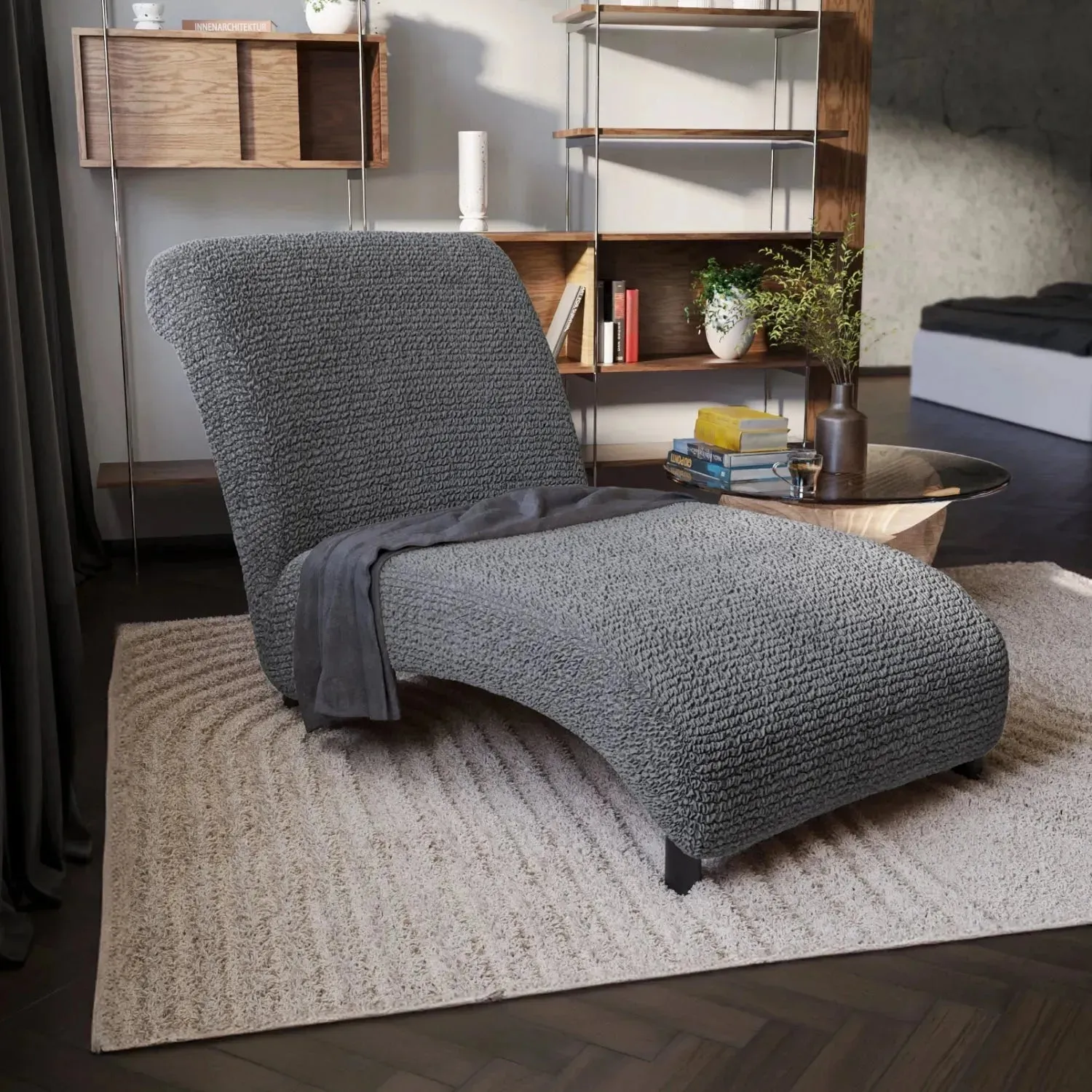 Armless Chaise Lounge Slipcover, Microfibra Collection