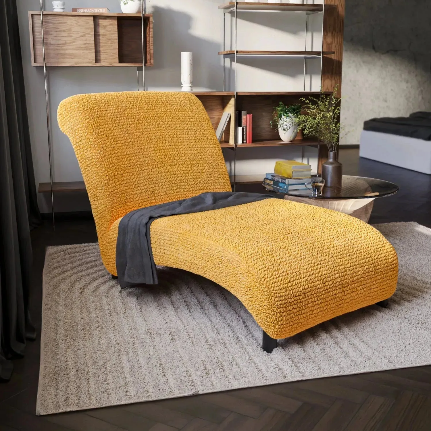 Armless Chaise Lounge Slipcover, Microfibra Collection