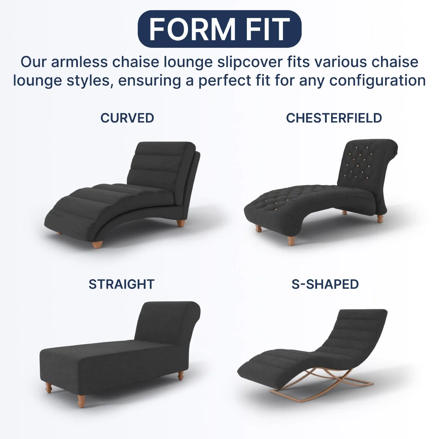 Armless Chaise Lounge Slipcover, Microfibra Collection