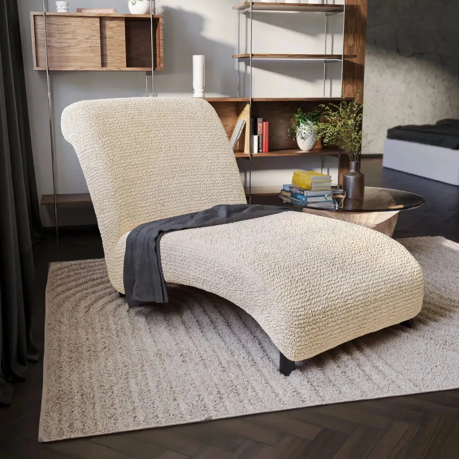 Armless Chaise Lounge Slipcover, Microfibra Collection