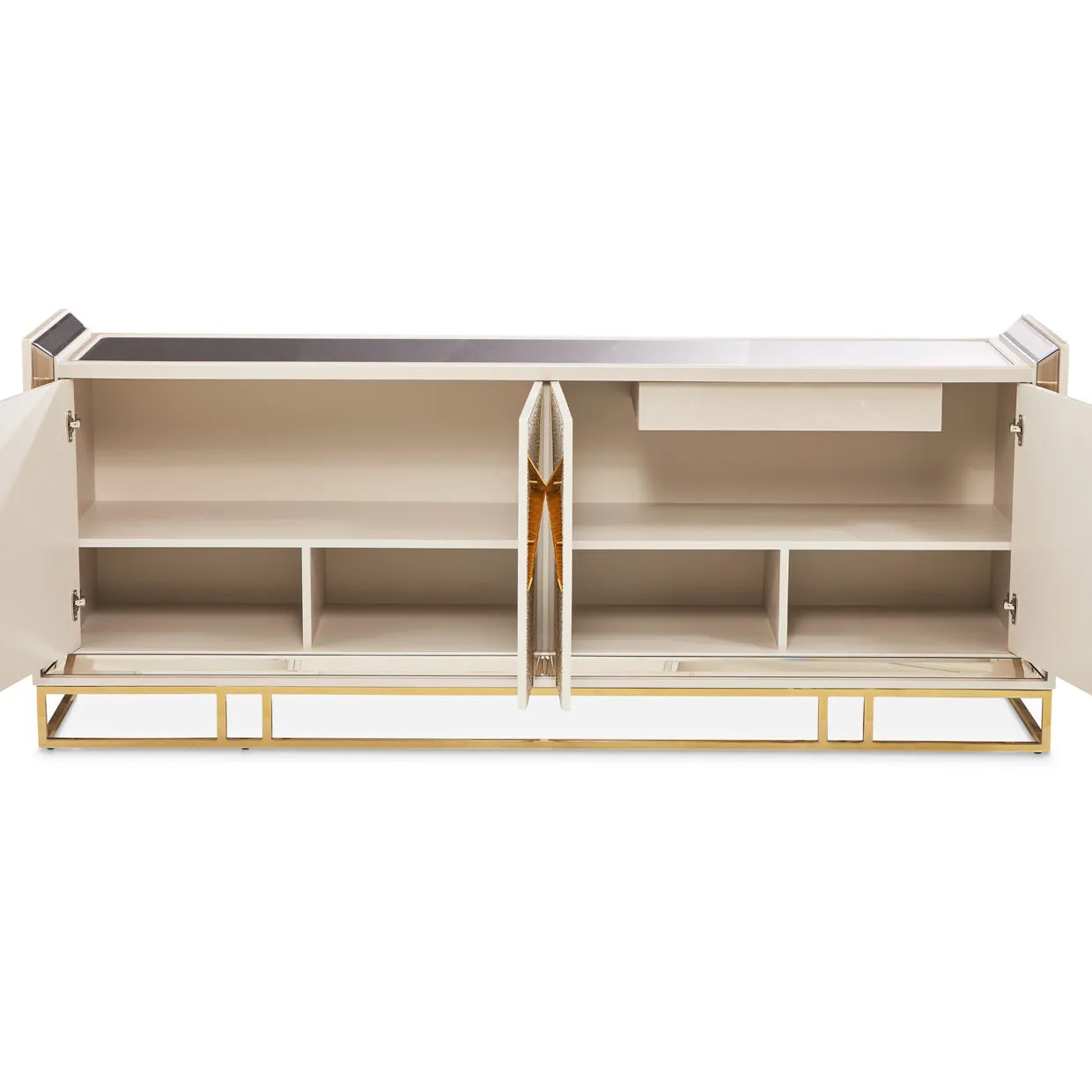 CARMELA Shimmer Ivory Console Table  - Michael Amini