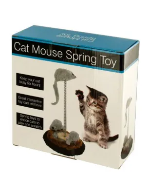 Cat Mouse Spring Toy with Furry Base (Available in a pack of 4)