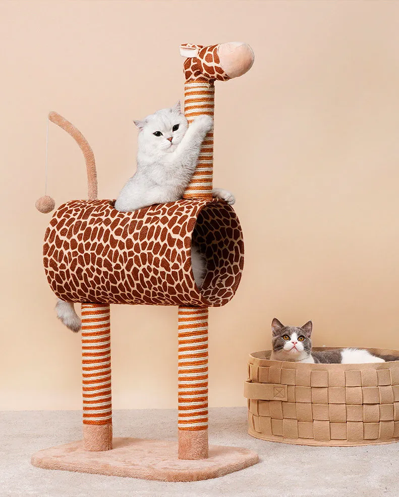 Cat Tree Tunnel Play Tree House-Giraffe