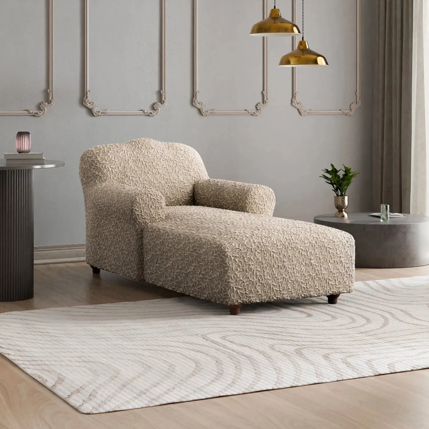 Chaise Lounge Slipcover, Jacquard 3D Collection