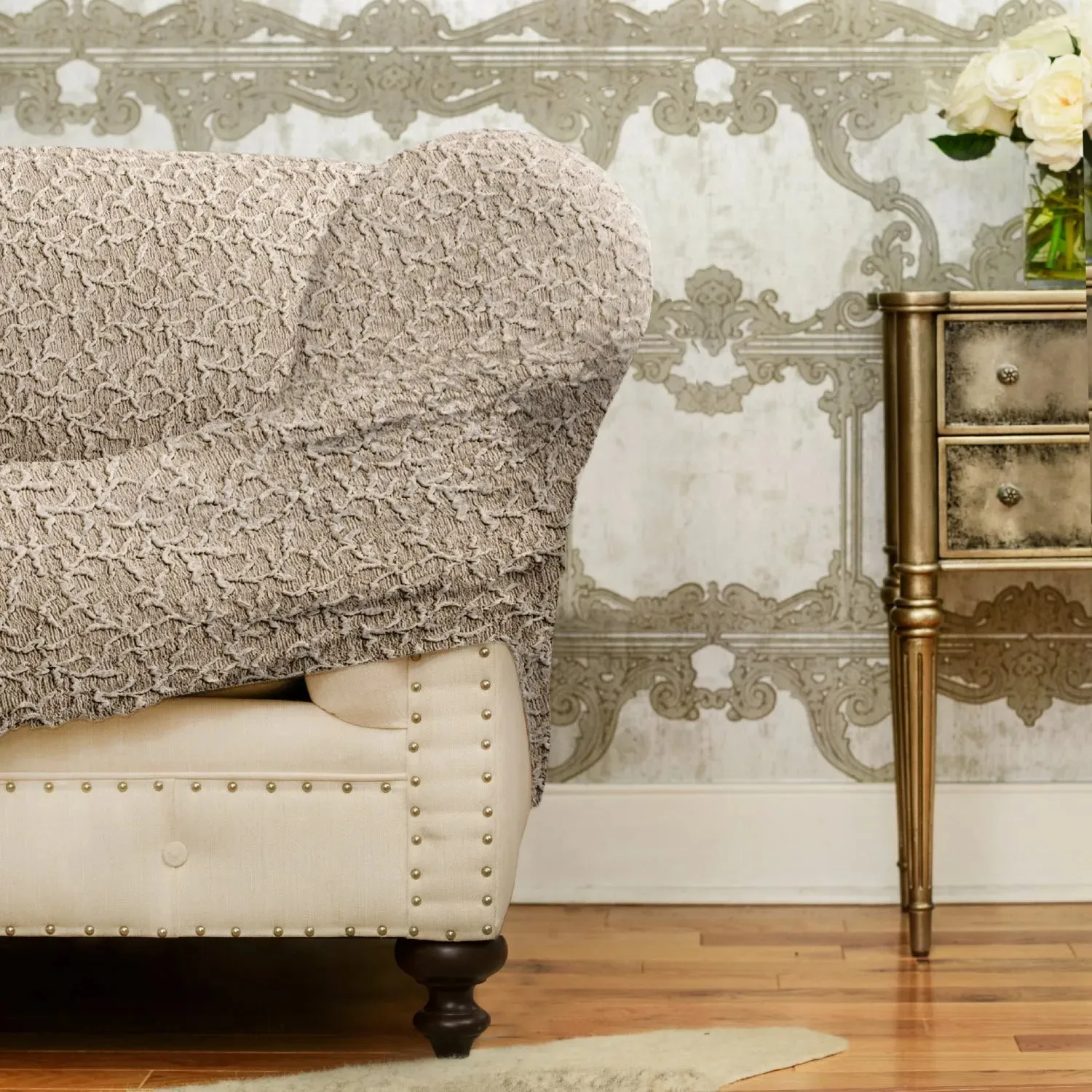 Chaise Lounge Slipcover, Jacquard 3D Collection
