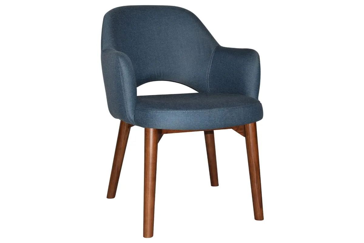 EZ Hospitality Cairo Indoor Armchair Timber Base - Light Walnut 4 Leg