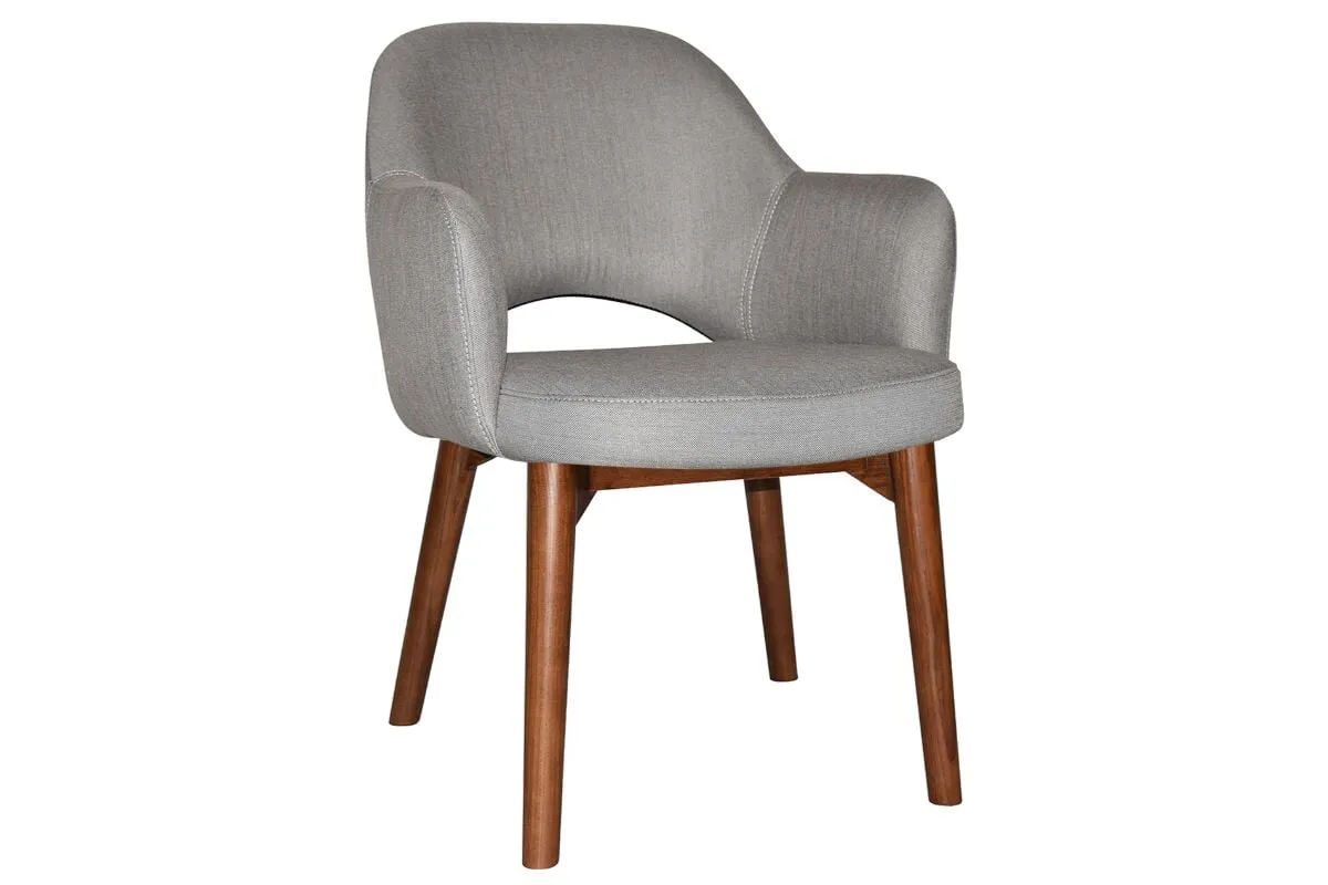 EZ Hospitality Cairo Indoor Armchair Timber Base - Light Walnut 4 Leg