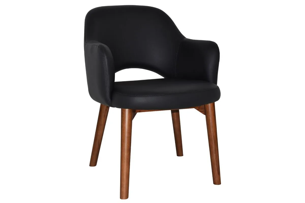 EZ Hospitality Cairo Indoor Armchair Timber Base - Light Walnut 4 Leg
