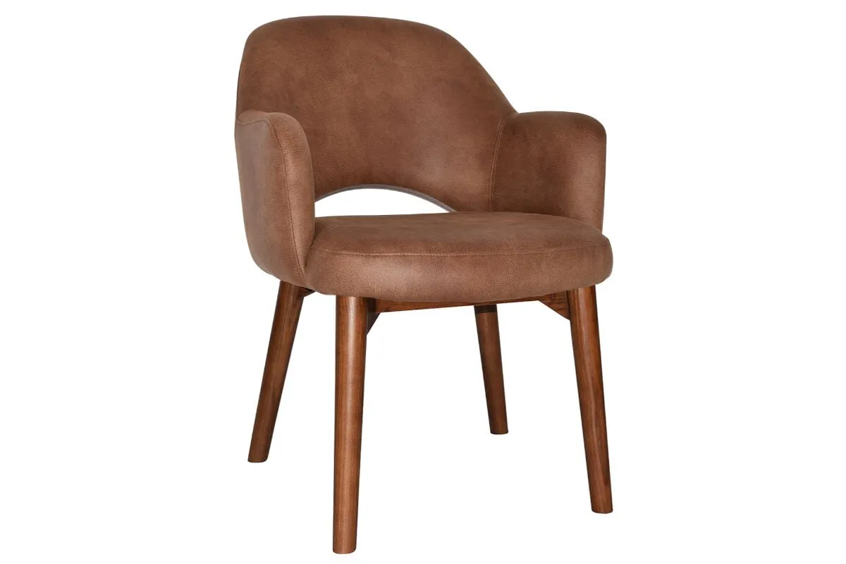 EZ Hospitality Cairo Indoor Armchair Timber Base - Light Walnut 4 Leg