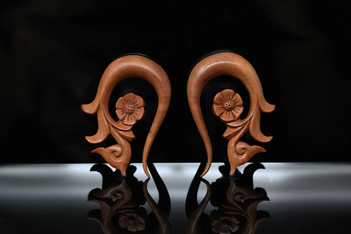 Forget Me Not Wood Hangers - Carved Hangers (Pair) - A075