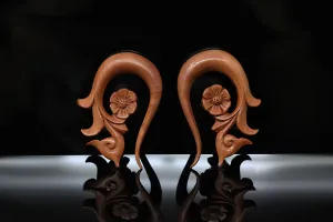 Forget Me Not Wood Hangers - Carved Hangers (Pair) - A075