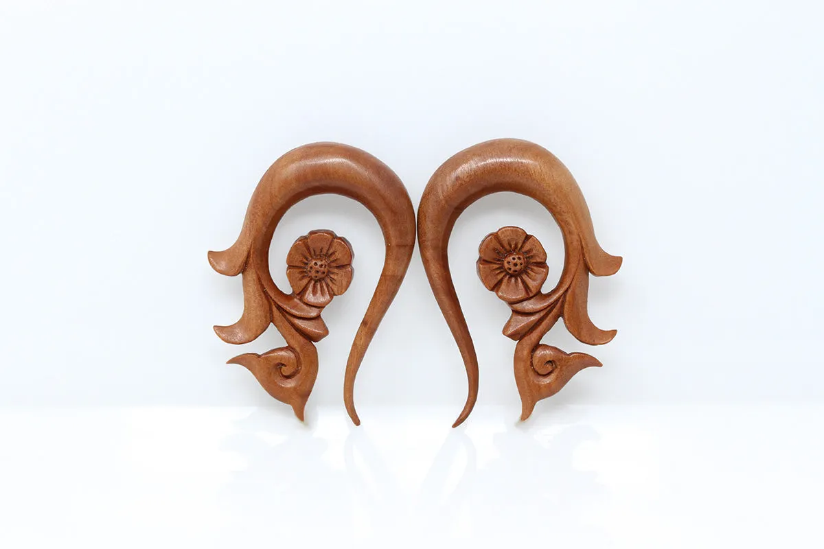 Forget Me Not Wood Hangers - Carved Hangers (Pair) - A075