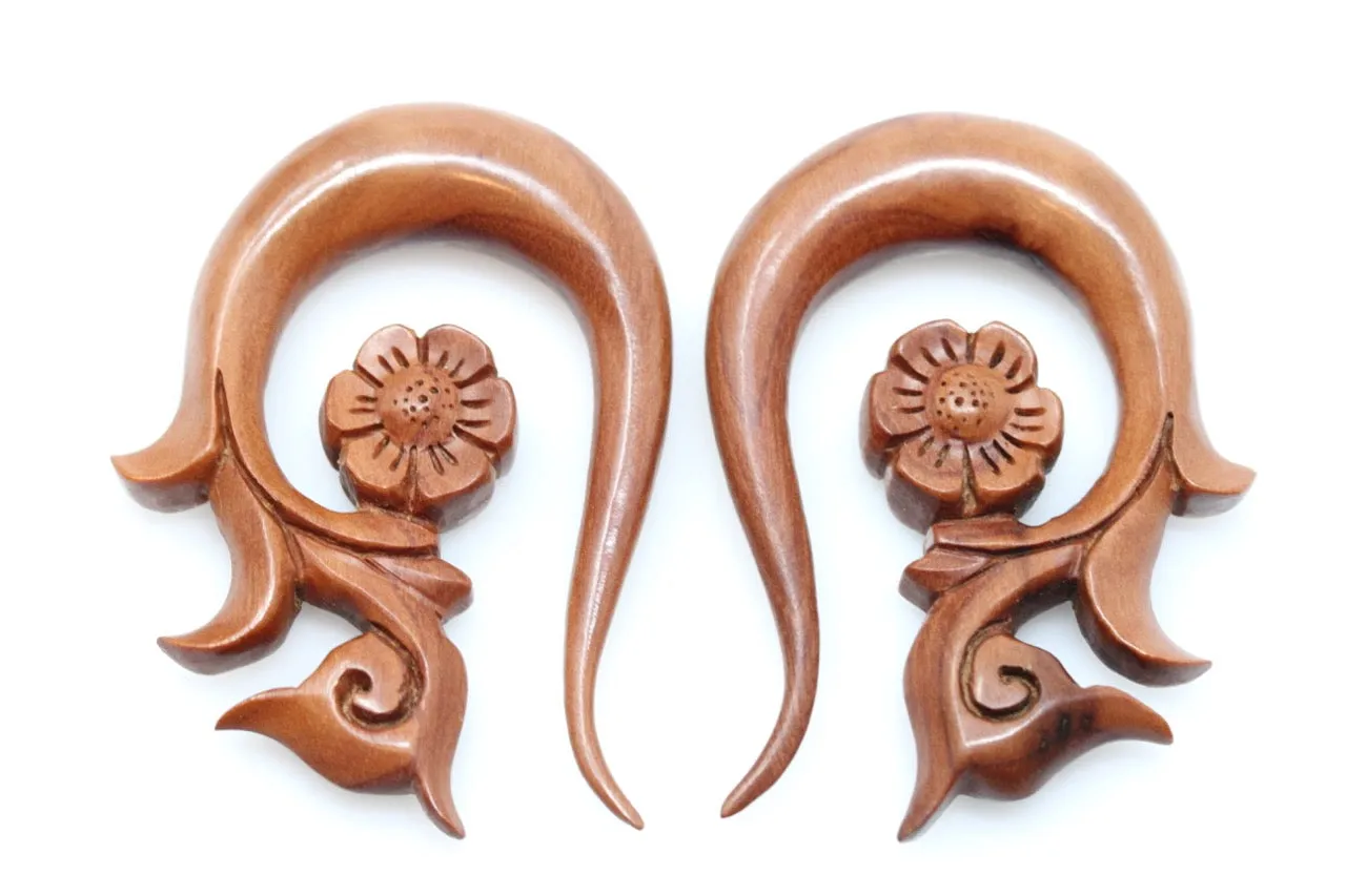 Forget Me Not Wood Hangers - Carved Hangers (Pair) - A075