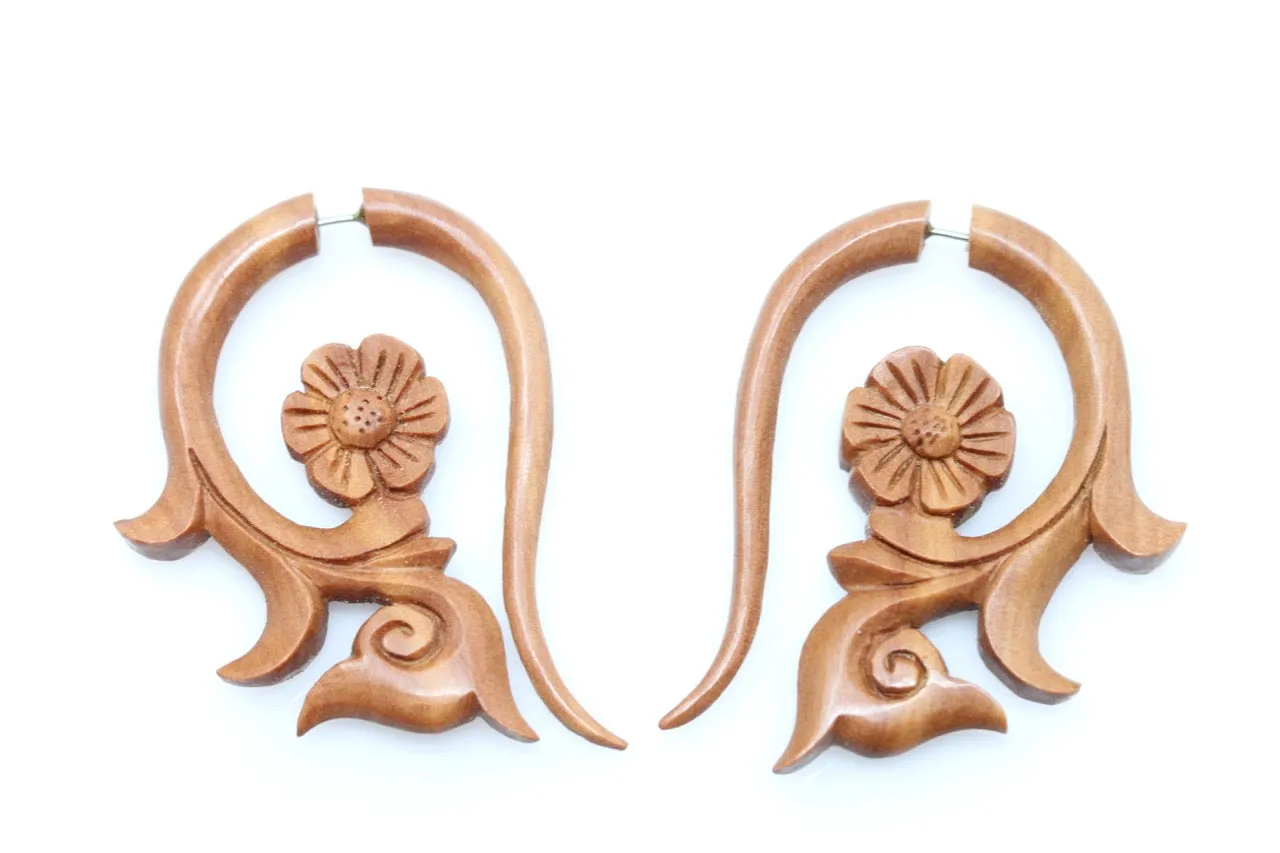 Forget Me Not Wood Hangers - Carved Hangers (Pair) - A075
