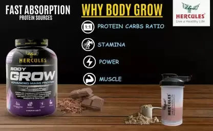 HERCULES Body Grow Weight Gainers/Mass Gainers  (3 kg, Chocolate)