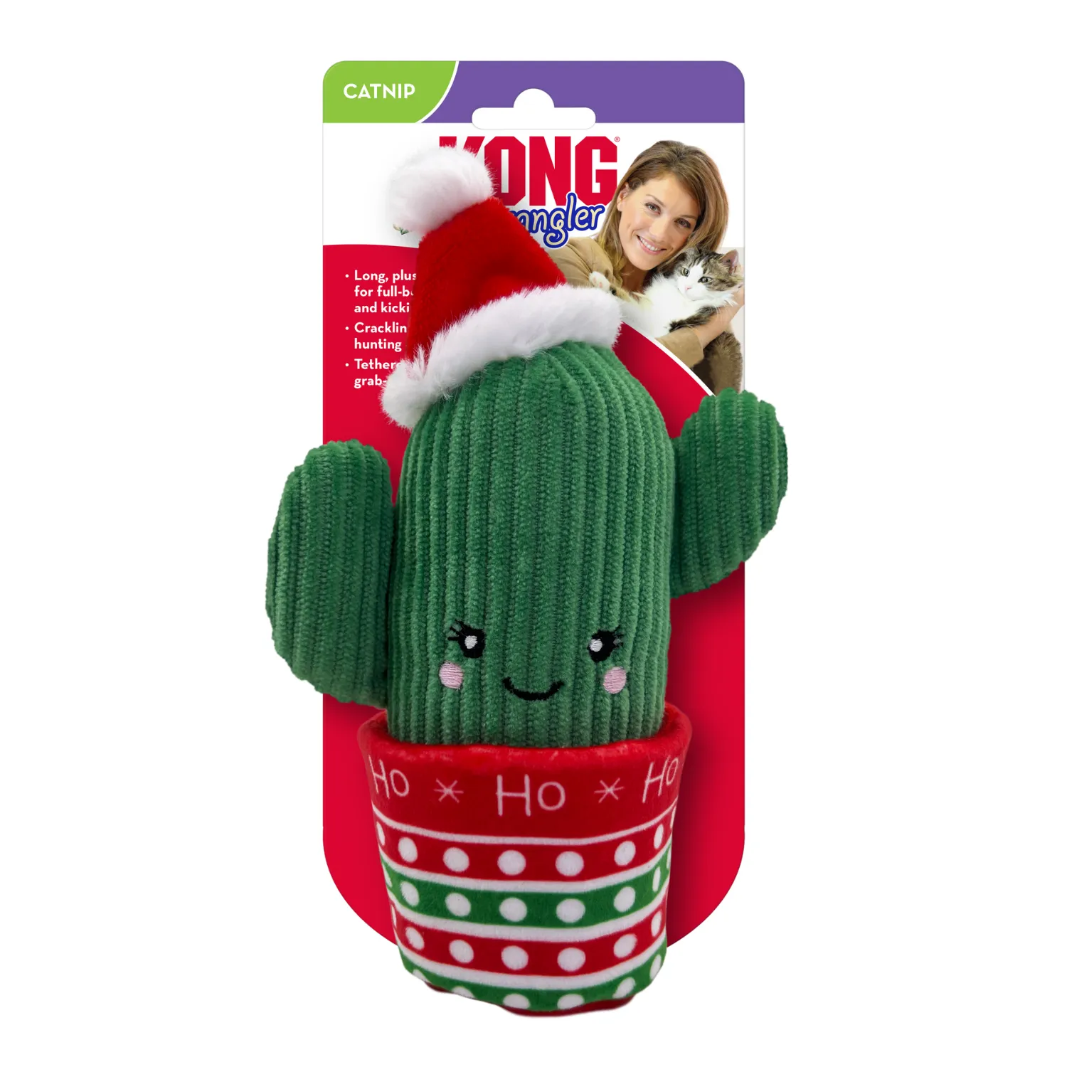 KONG Holiday Wrangler™ Cactus 2024 | Christmas Kicker Cat Toy