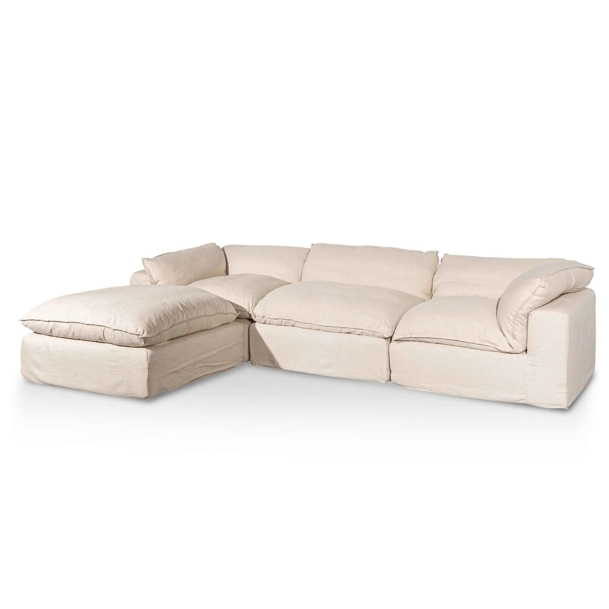 Lucian Fabric Corner Sofa - Linen Sand