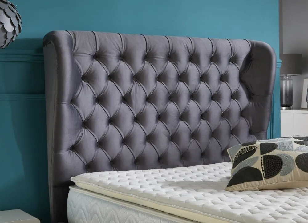 Ollie Grey Fabric Bed - 5ft King Size