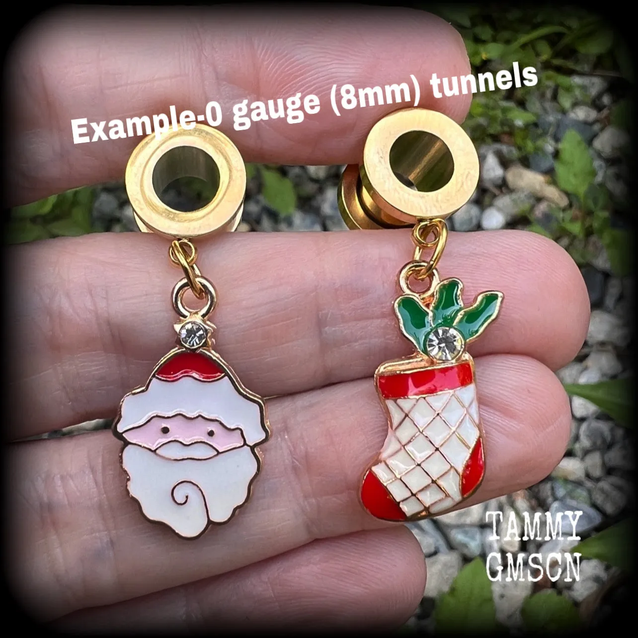 Santa claus christmas tunnel earrings-Christmas stocking earrings