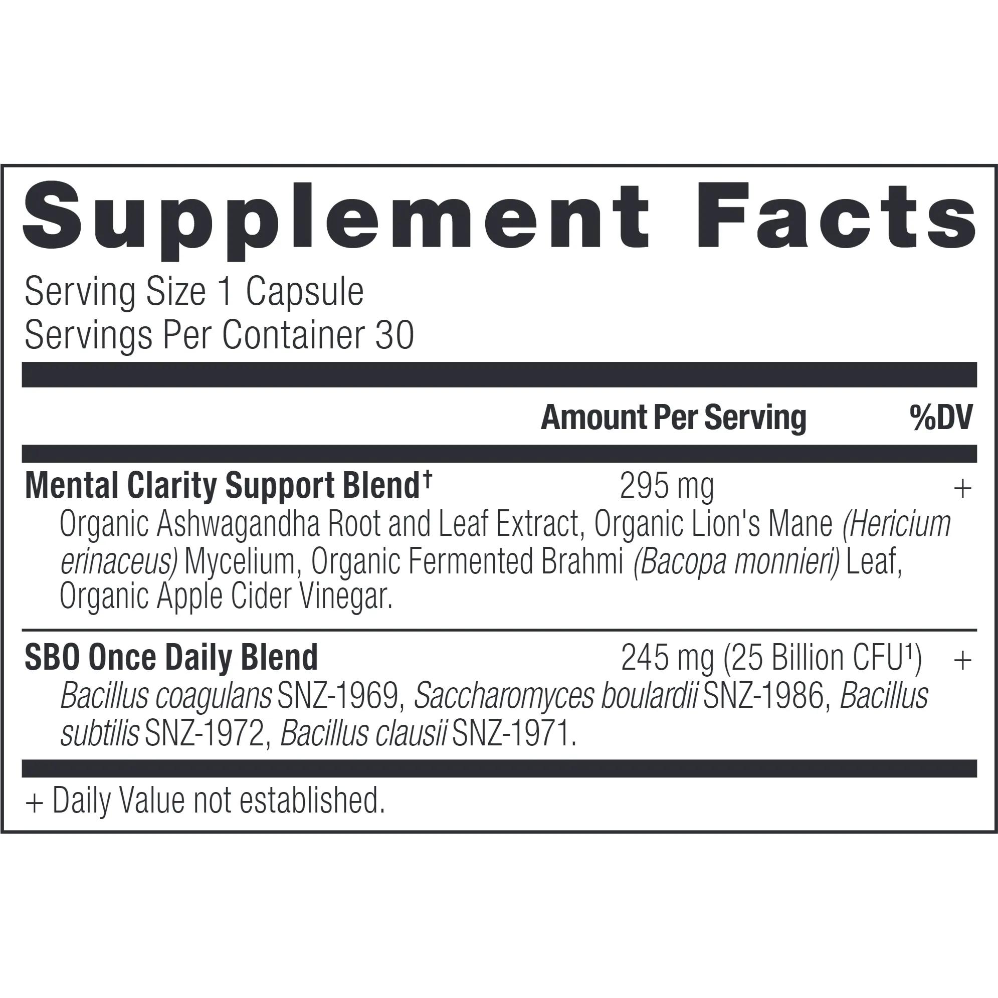 SBO Probiotics Mental Clarity 30 caps by Ancient Nutrition