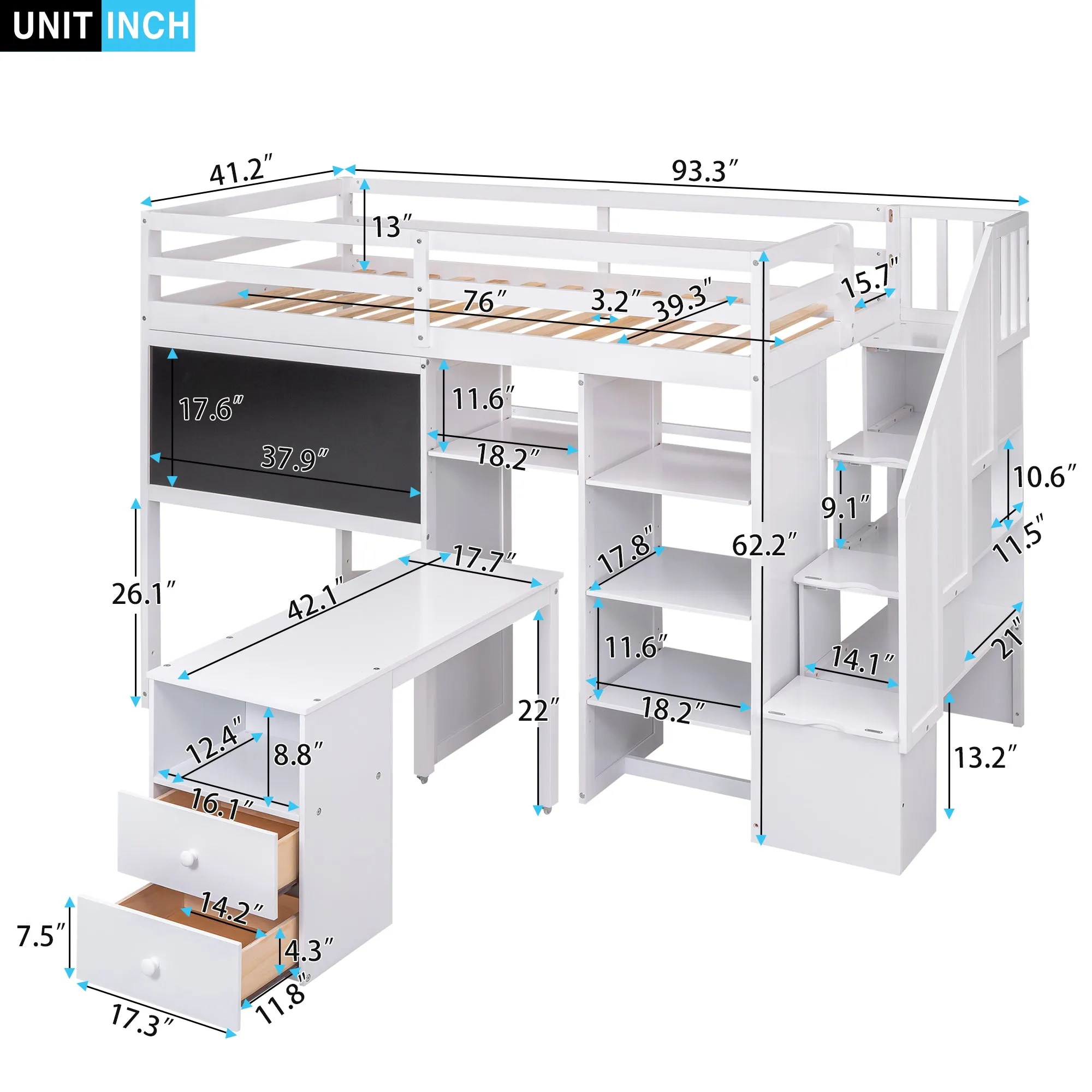 Smart Space Twin Loft Bed : The Ultimate Study and Storage Solution