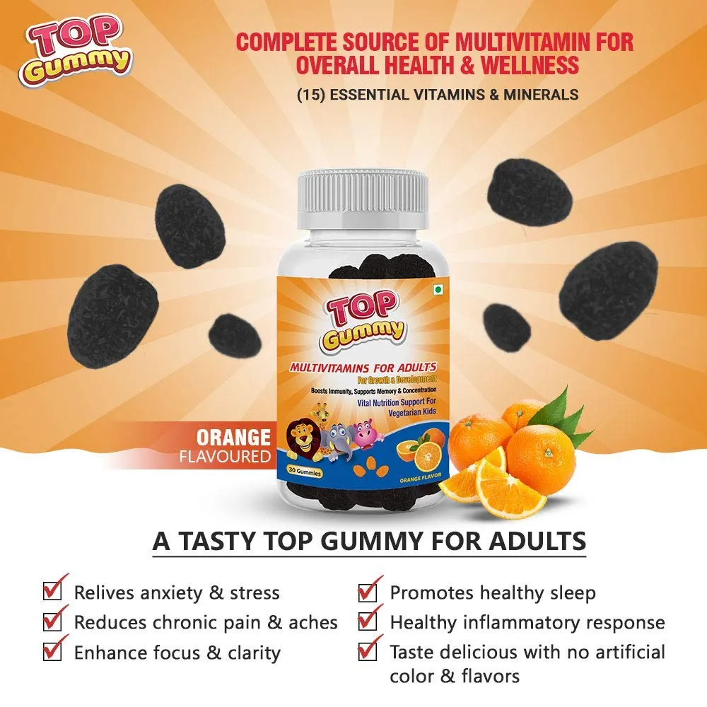 Top Gummy Multivitamins For Kids 30 Gummies Strawberry Flavor & Multivitamin Gummies For Adults 30 Gummies Orange Flavor