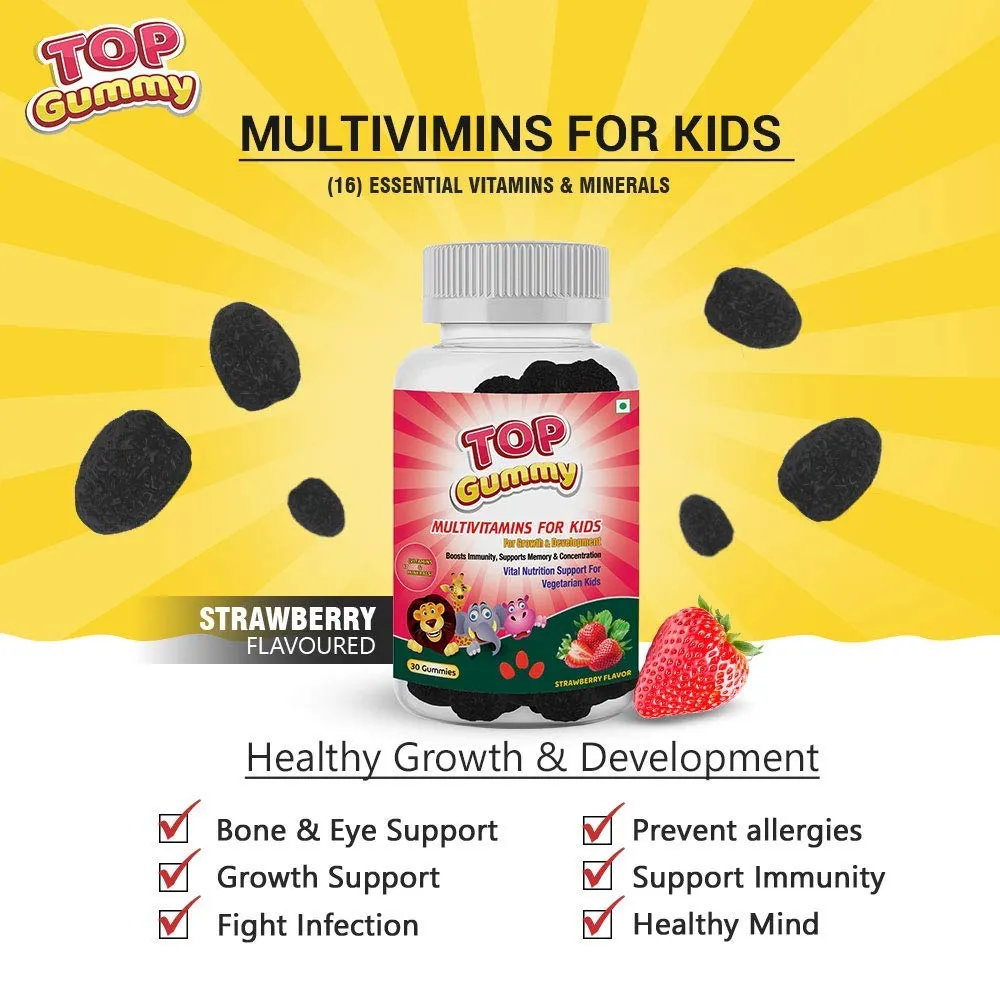 Top Gummy Multivitamins For Kids 30 Gummies Strawberry Flavor & Multivitamin Gummies For Adults 30 Gummies Orange Flavor