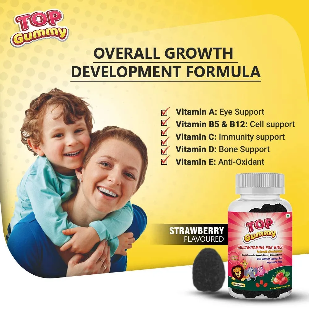 Top Gummy Multivitamins For Kids 30 Gummies Strawberry Flavor & Multivitamin Gummies For Adults 30 Gummies Orange Flavor