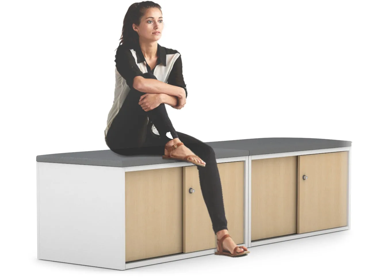 Uniform Low Sliding 4 Door Credenza - Top Cushion