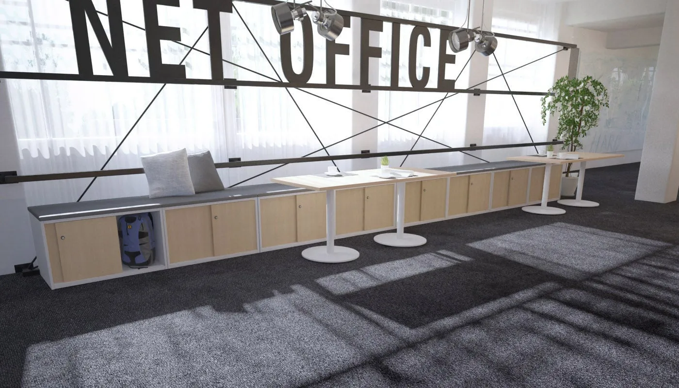 Uniform Low Sliding 4 Door Credenza - Top Cushion