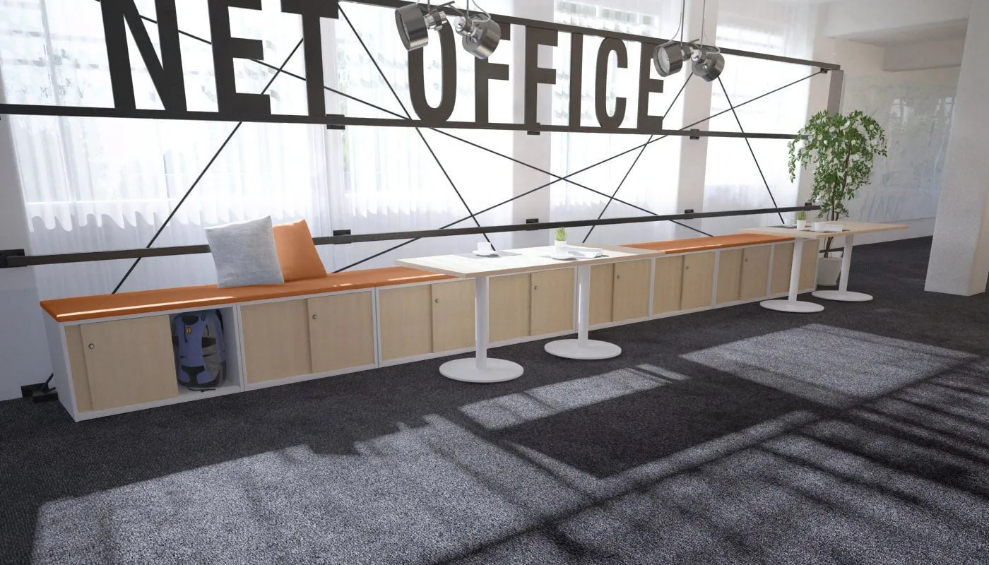 Uniform Low Sliding 4 Door Credenza - Top Cushion
