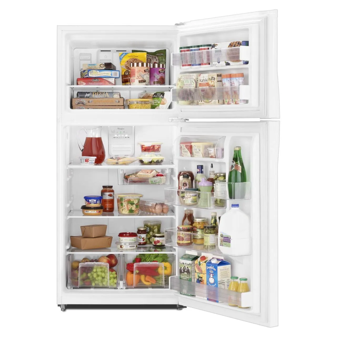 Whirlpool 30-inch, 19.14 cu.ft. Freestanding Top Freezer Refrigerator with Flexi-Slide™ Bin WRT519SZDW