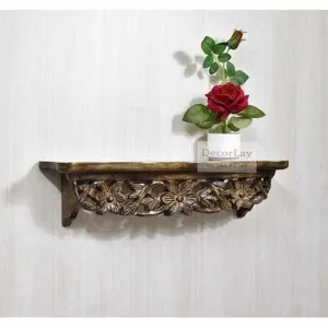 Wooden Handcarved Wall Shelves Rack for Wall Decor and Living Room